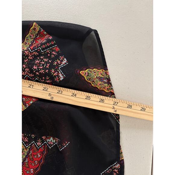 Daniel Rainn Women's Size Large Sheer Black Floral Breathable Long Sleeve Blouse - Picture 7 of 11